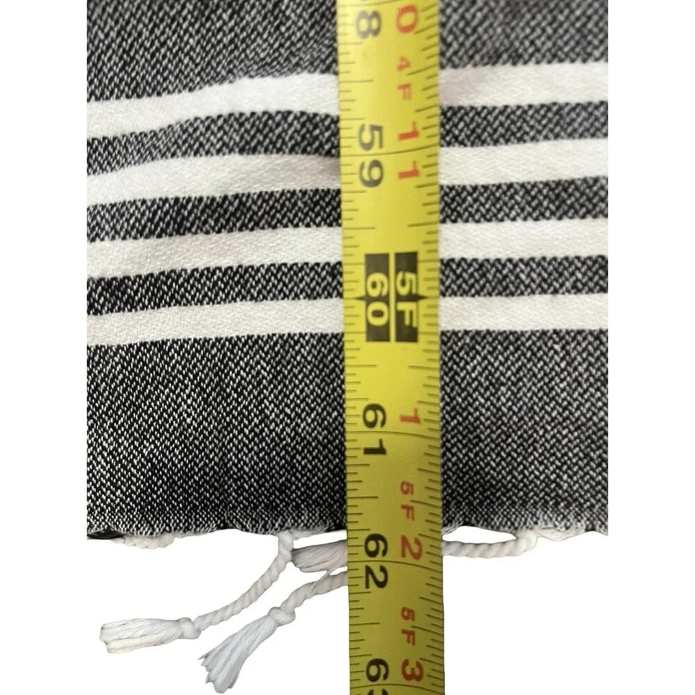 Utopia Turkish Beach Towel Black White Striped 100% Cotton 40x62 Fringe